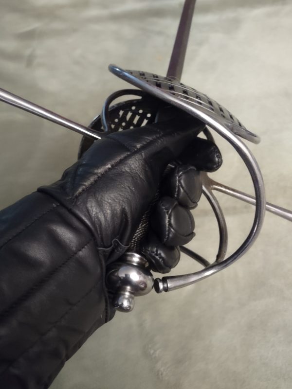 Sword Gear padded rapier gloves inside rapier grip