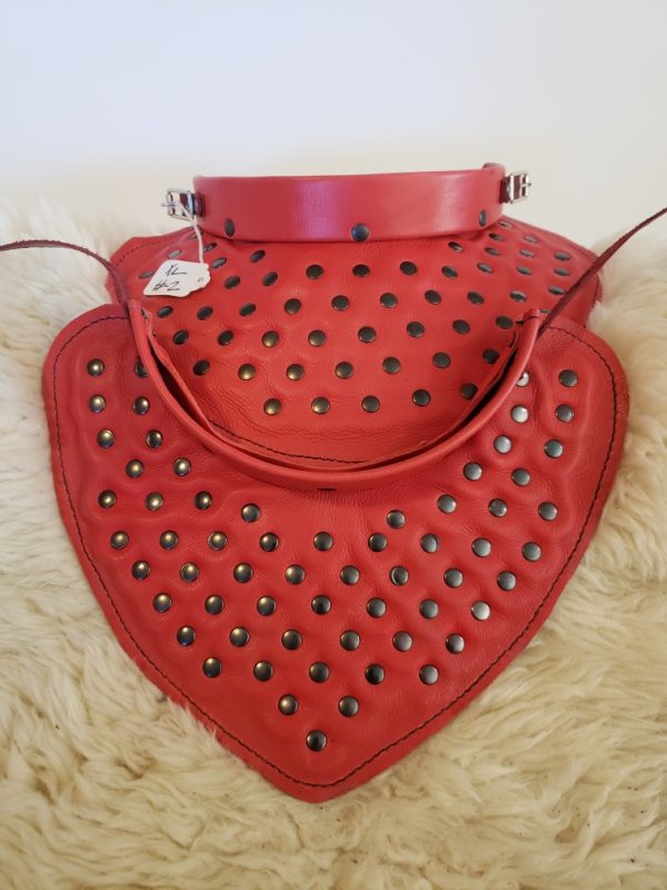 Red and steel Burgundian gorget for HEMA and SCA