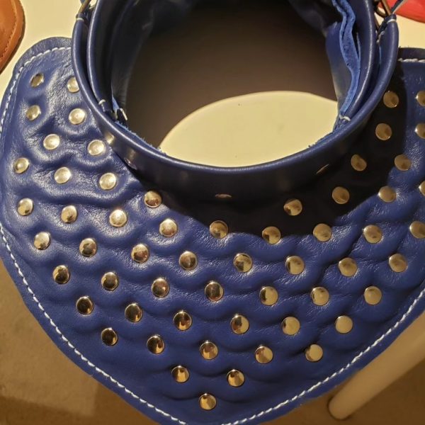 Royal bleu and steel Burgundian gorget for HEMA and SCA