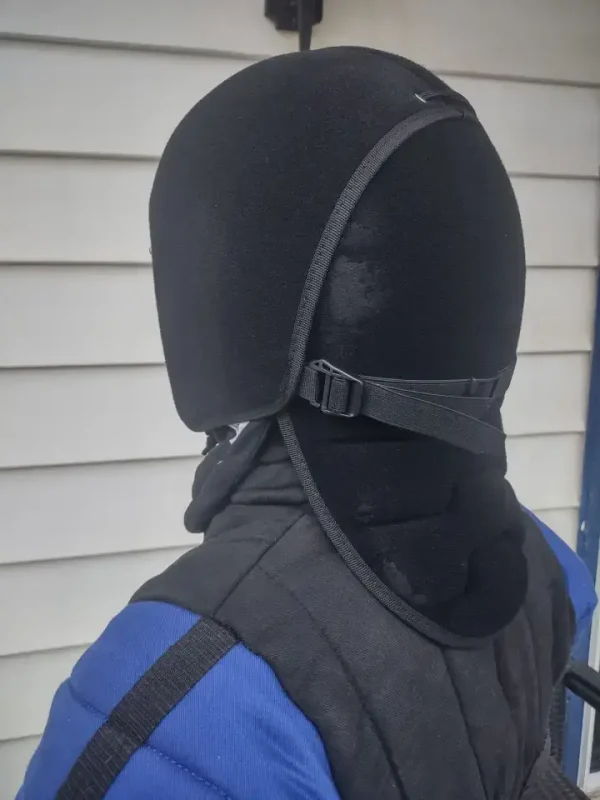 Customer wearing Rattlesnake HEMA Mask Overlay viewed from rear angle
