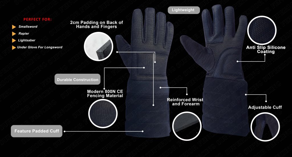 800N rapier gloves description