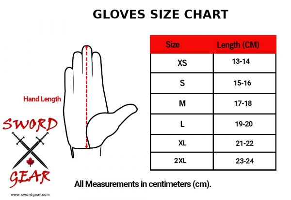 HEMA gloves size chart, rapier gloves, HEMA gloves, smallsword gloves, gauntlets
